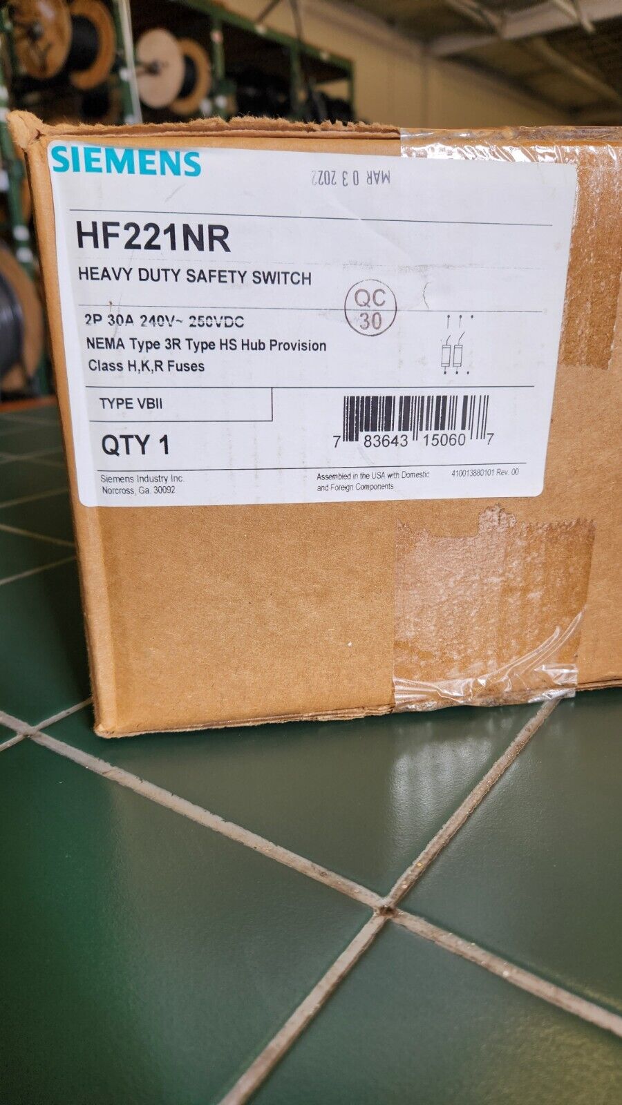 Siemens HF322NR 60A 3-Pole 240V Heavy Duty Safety Switch - Gray