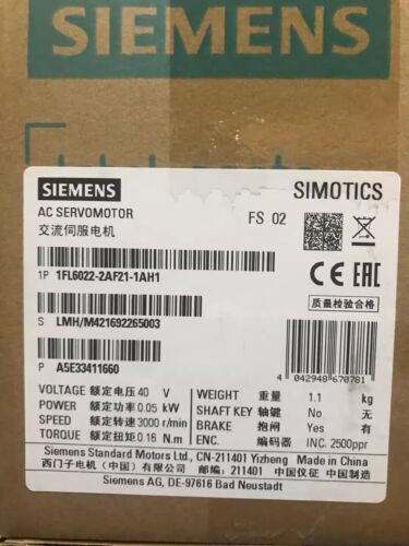 1FL6 022-2AF21-1AH1 NEW SIEMENS AC Servo Motor Converter 1FL6022-2AF21-1AH1