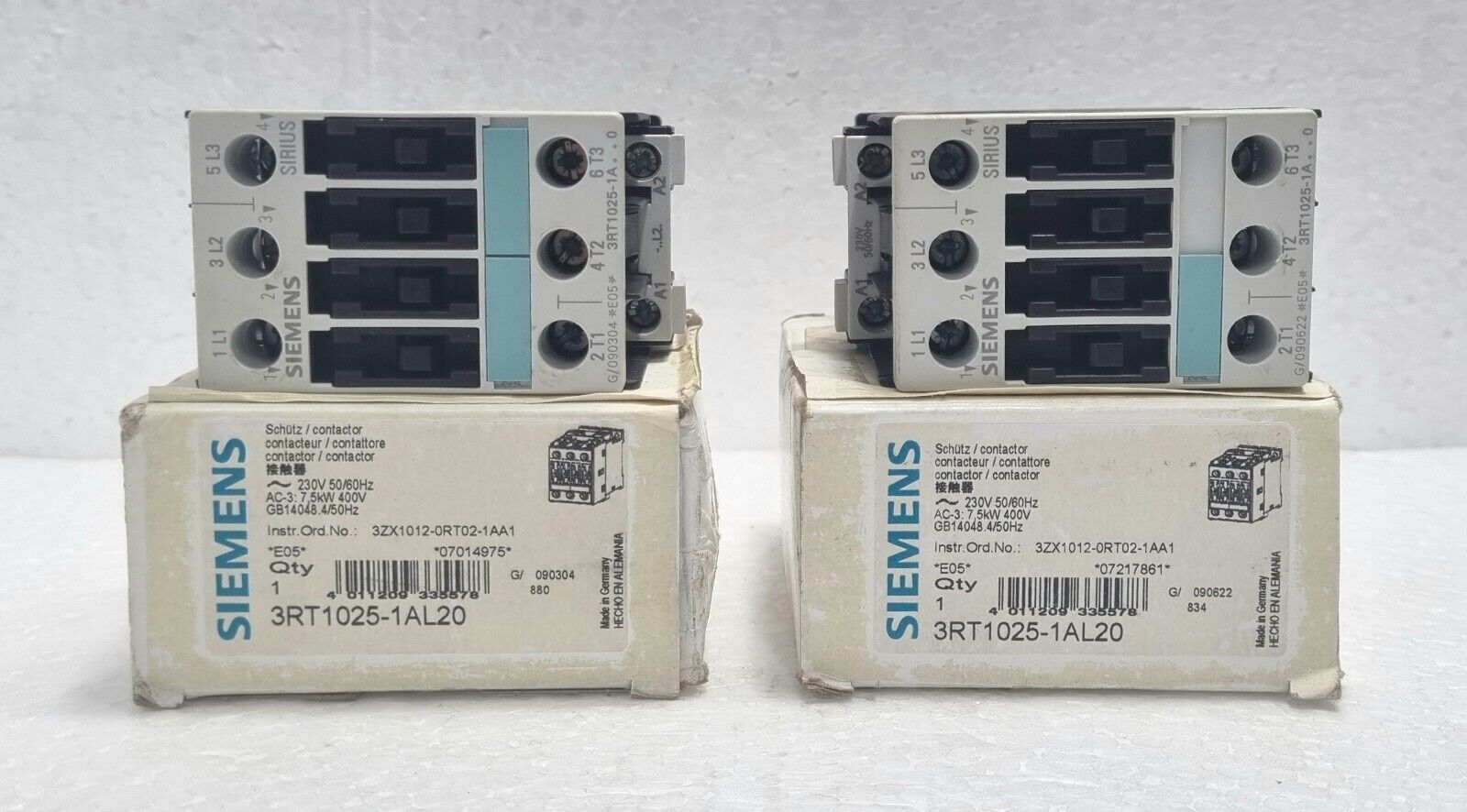 Siemens Sirius 3RT1025-1AL20 Contactor - Lot Of 2pcs
