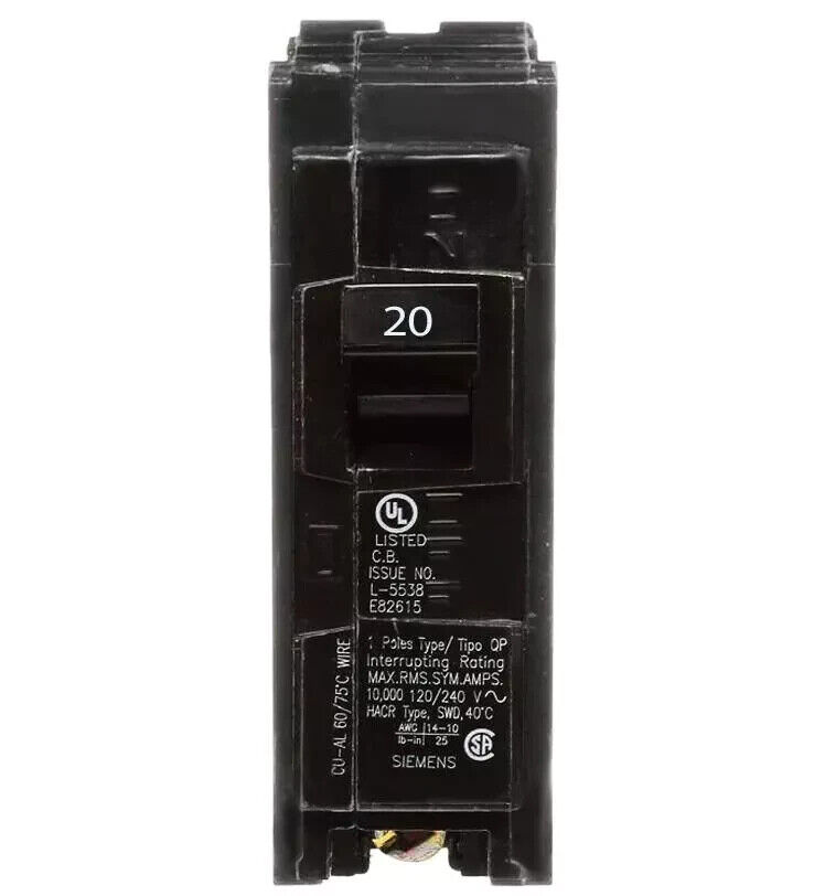Siemens Q120 20Amp Single Pole Standard Trip Circuit Breaker