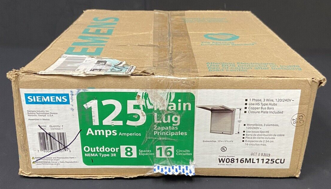 Siemens EQ 125 Amp 8-Space 16-Circuit Main Lug Outdoor Load Center W0816ML1125CU