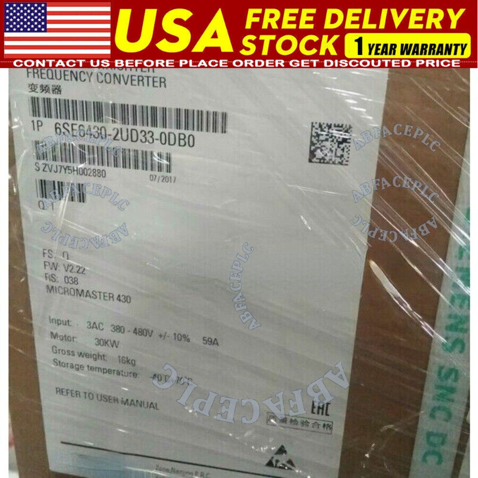 New Siemens 6SE6 430-2UD33-0DB0 6SE6430-2UD33-0DB0 MICROMASTER430 without filter