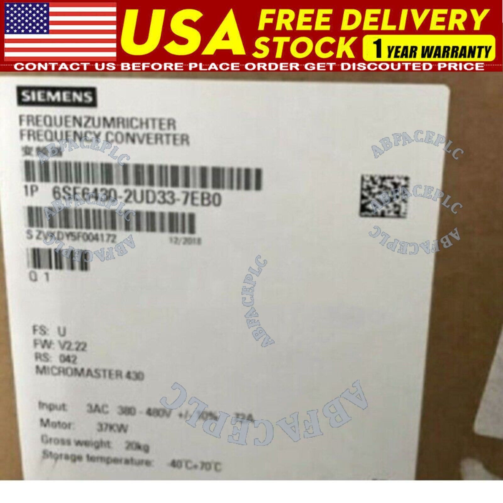 New Siemens 6SE6 430-2UD33-7EB0 6SE6430-2UD33-7EB0 MICROMASTER430 without filter
