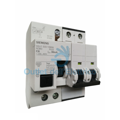 Siemens Differential Magnetic Circuit Breaker 2P C6 Icn 4.5Ka Icu 6Ka Type A