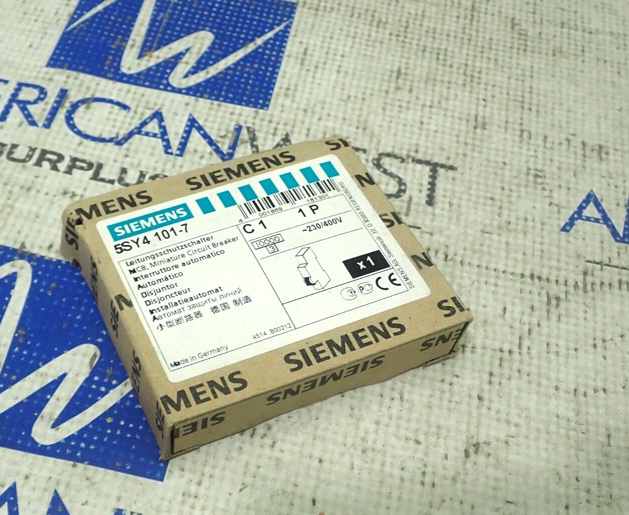 Siemens 5SY4101-7 Circuit Breaker  1 Pole ~230/400V 1 Amp Din Rail New
