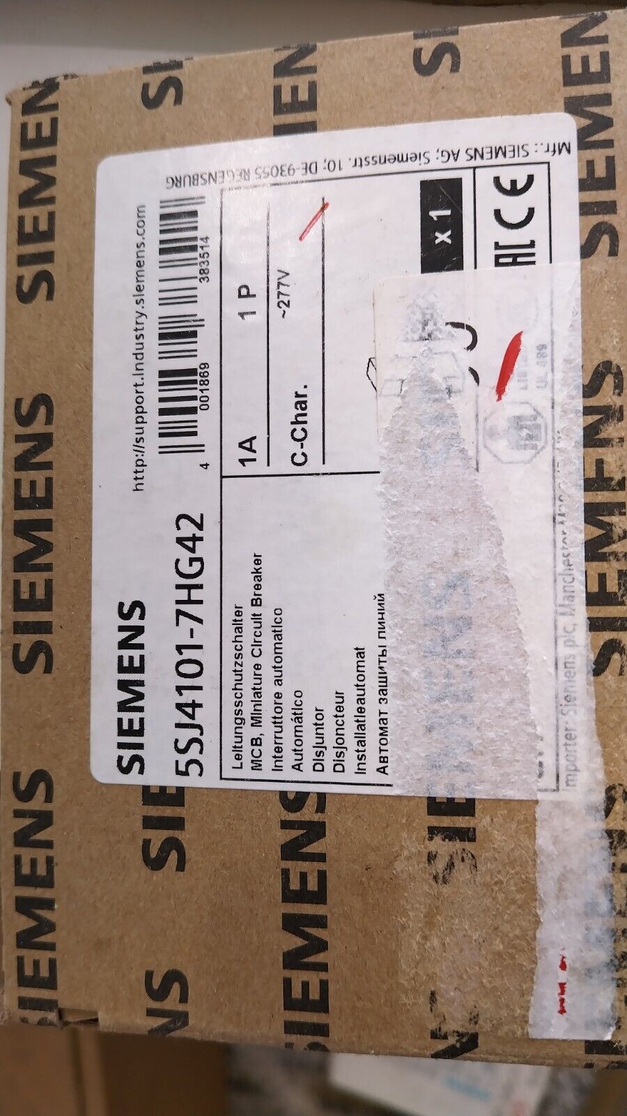 SIEMENS 5SJ4 101-7HG42, SENTRON MINIATURE CIRCUIT BREAKER, NEW #319619