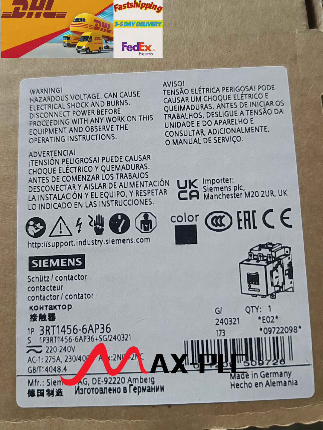 1PCS NEW IN BOX Siemens AC contactor 3RT1456-6AP36 3RT1456-6AP36 Fastshipping