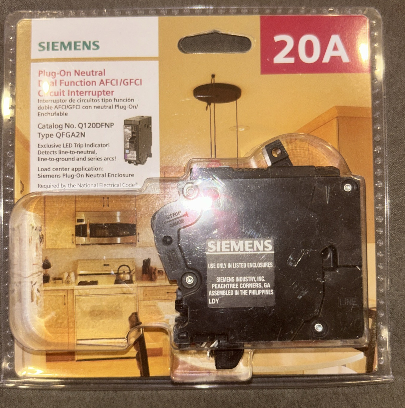 Siemens Q120DFNP Dual Function Circuit Breaker Plug-On 120V 20A Black NEW