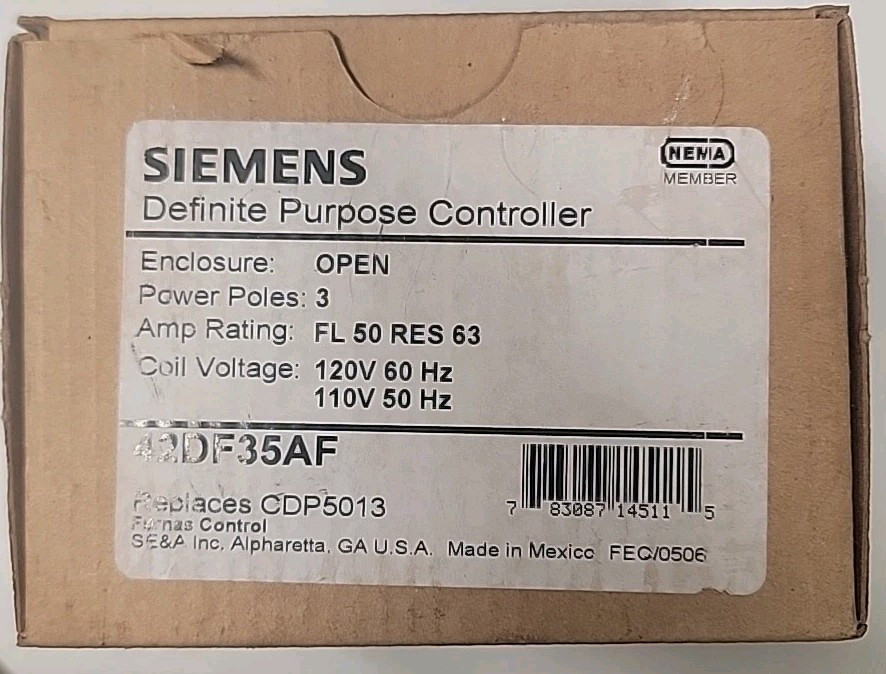 Genuine Siemens 42DF35Af Definite Purpose Controller 3-Pole 50 Amp Repla CDP5013