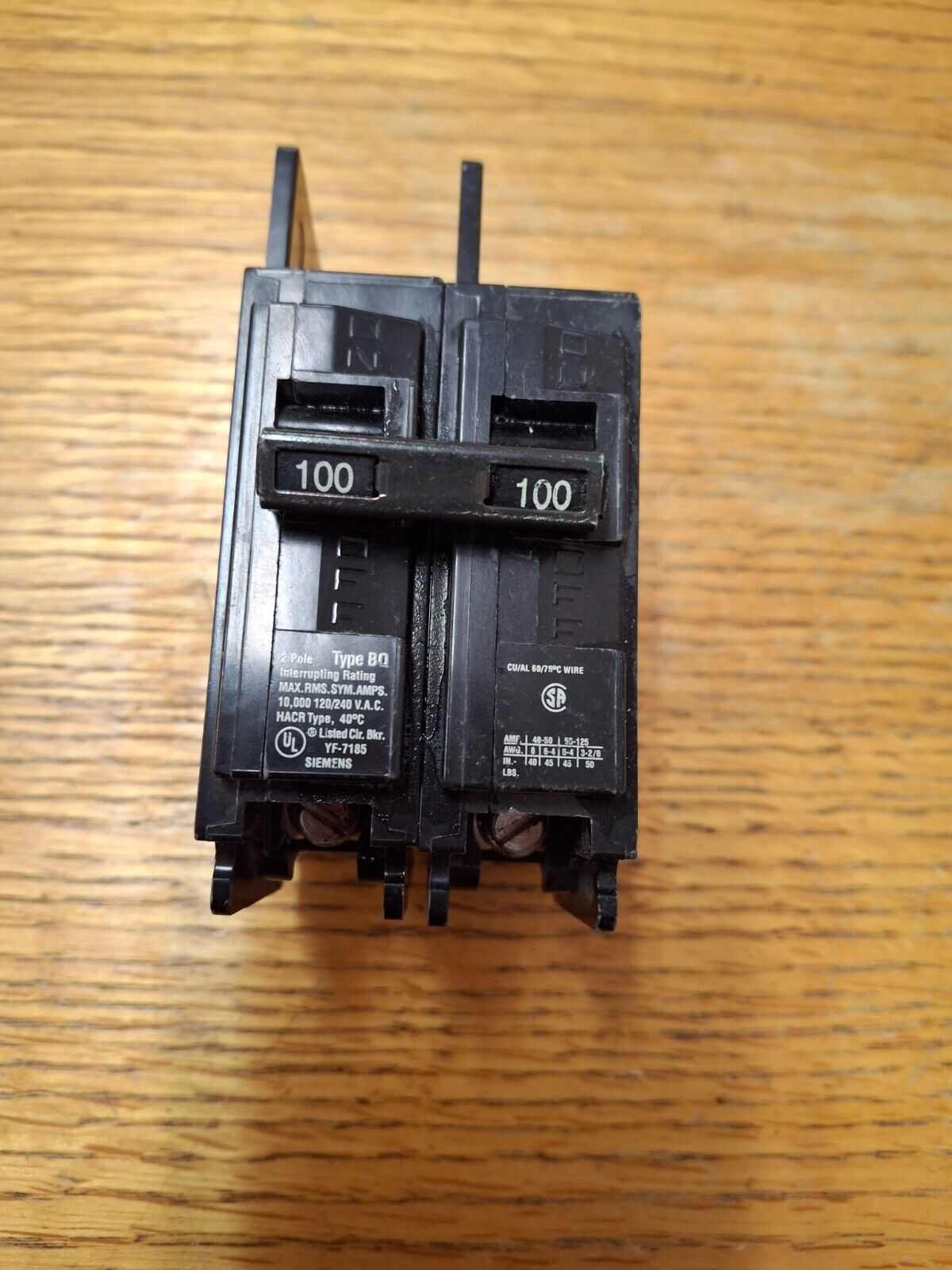 NEW Siemens BQ2B100L Double 2 Pole 100 Amp Breaker