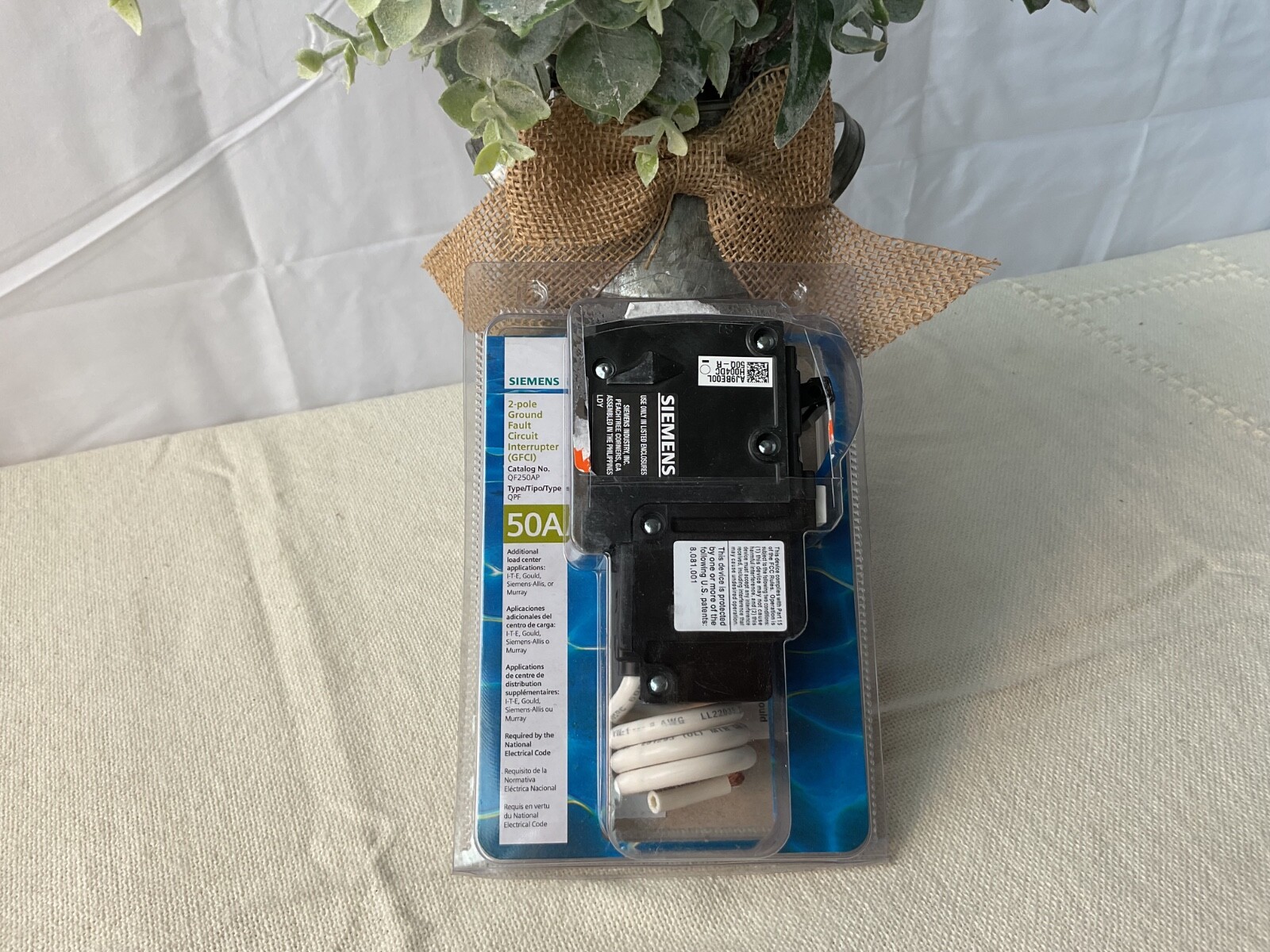 New Siemens 50A 2-Pole Ground Fault Circuit Interrupter (GFCI) Type QPF QF250AP