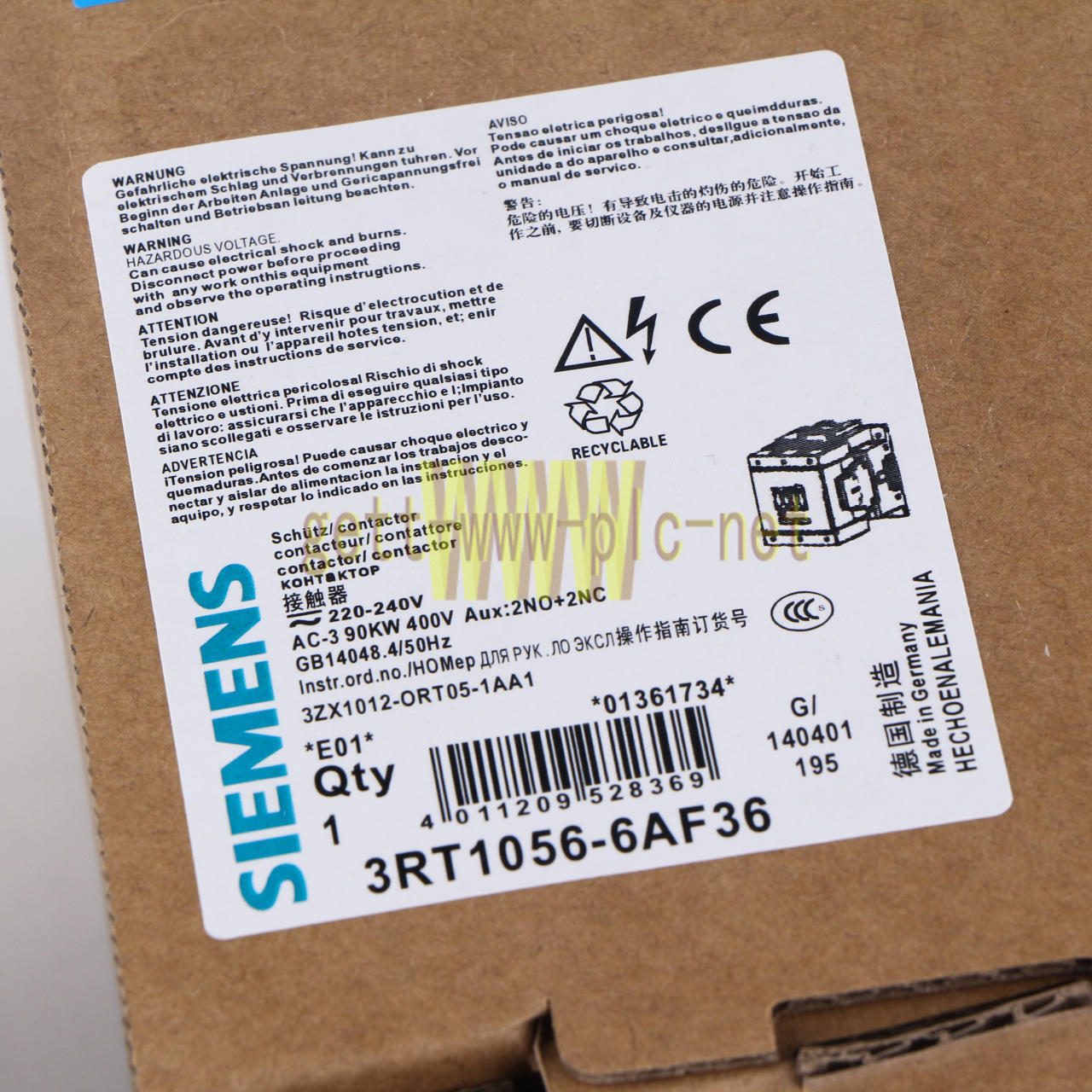 1PC NEW SIEMENS CONTACTOR 3RT1056-6AF36