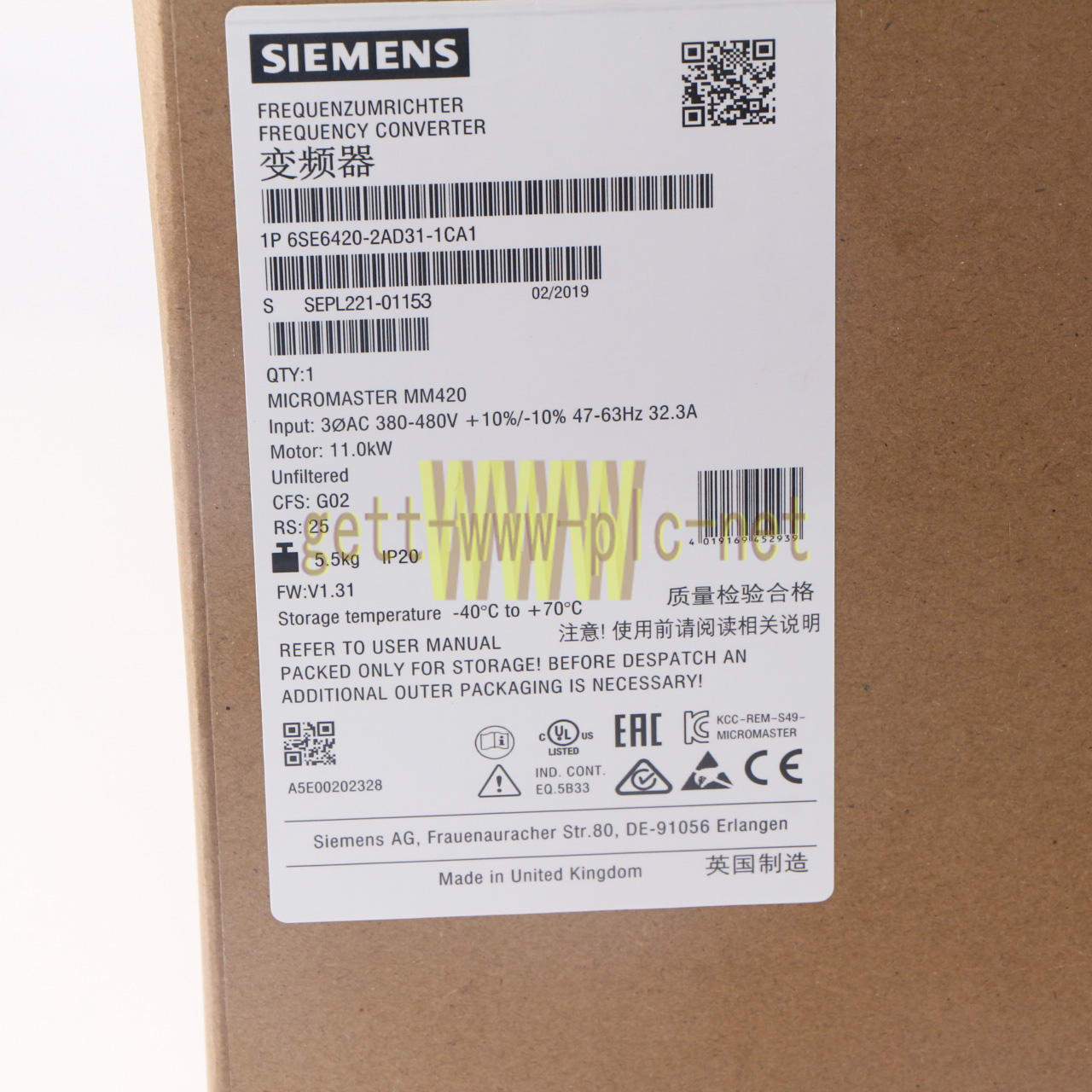 1PC NEW SIEMENS INVERTER 6SE6420-2AD31-1CA1 6SE6 420-2AD31-1CA1