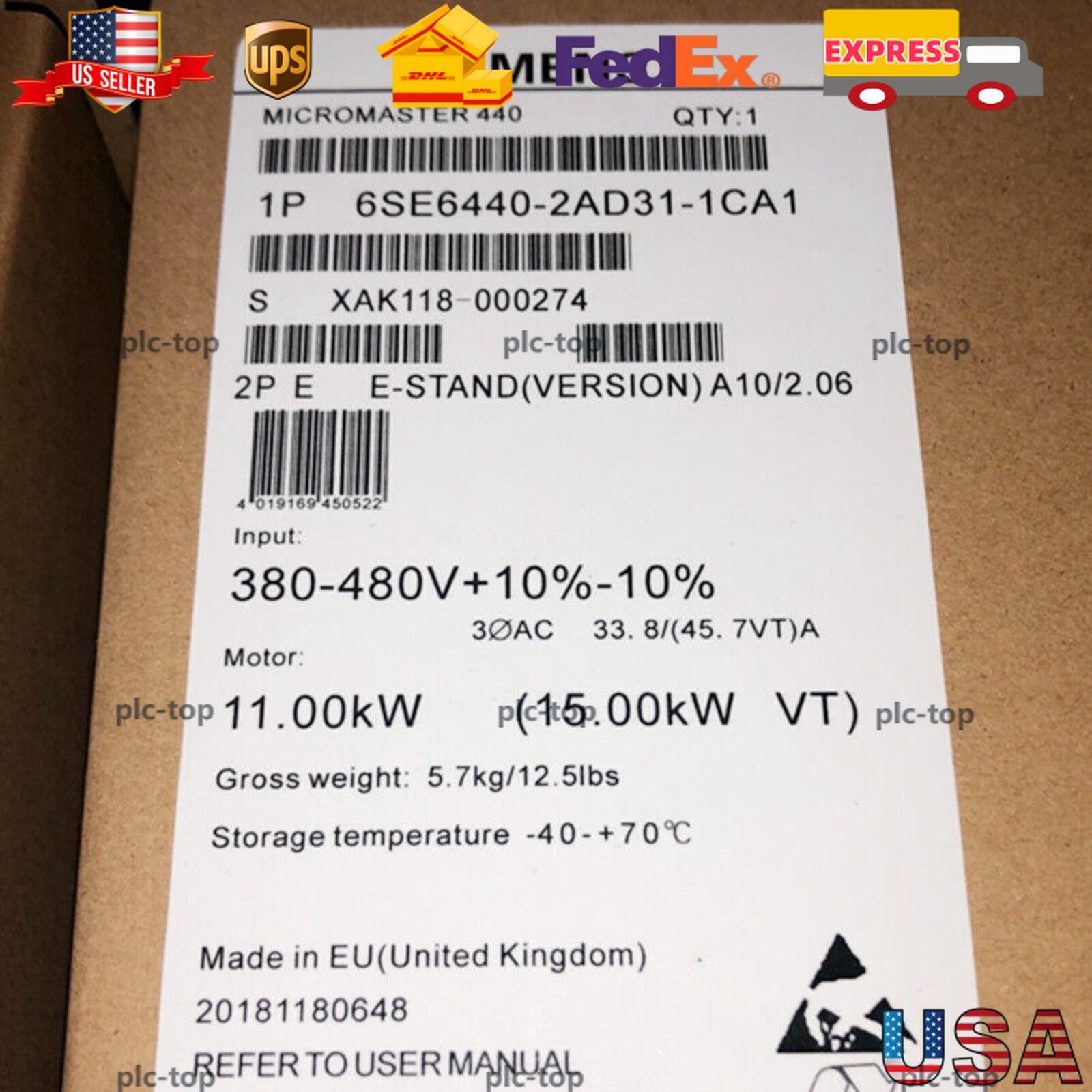 New Siemens 6SE6 440-2AD31-5CA1 6SE6440-2AD31-1CA1 MICROMASTER440 without filter