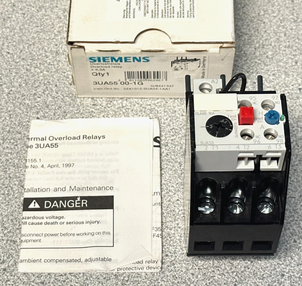 NEW SIEMENS 3UA5500-1G OVERLOAD RELAY Adjustable 4 to 6.3 Amp