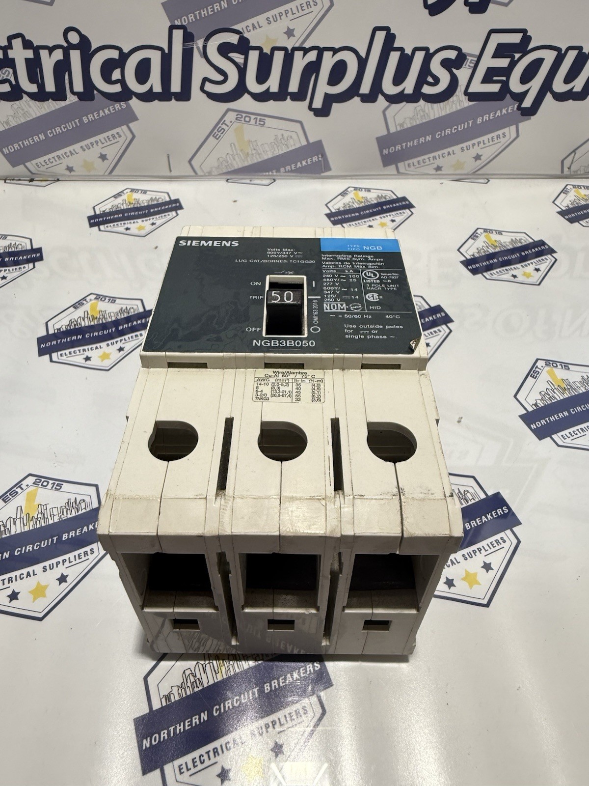 Siemens NGB NGB3B050B 3 Pole 600V 50 Amp Circuit Breaker NGB3B050