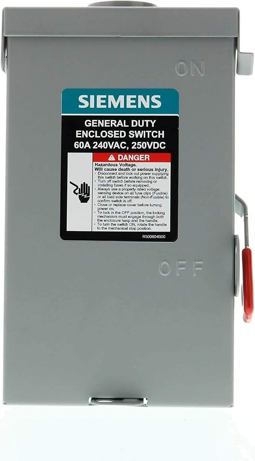Siemens General Duty Enclosed Switch GNF222RA 60 Amp 3 Pole 8
