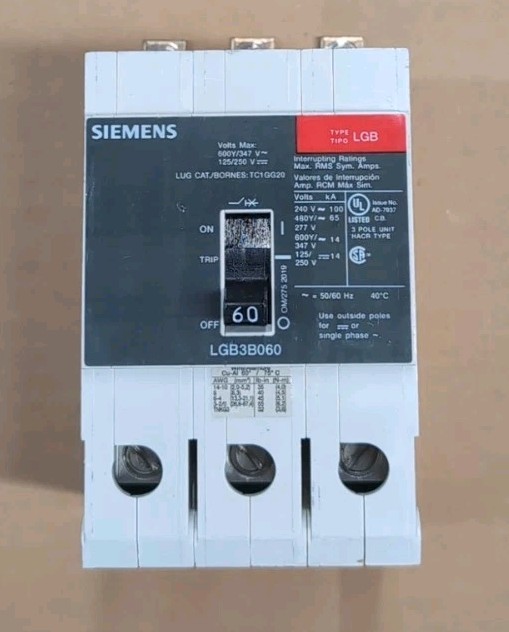 NEW Siemens LGB3B060B 3p 480v 60a Circuit Breaker