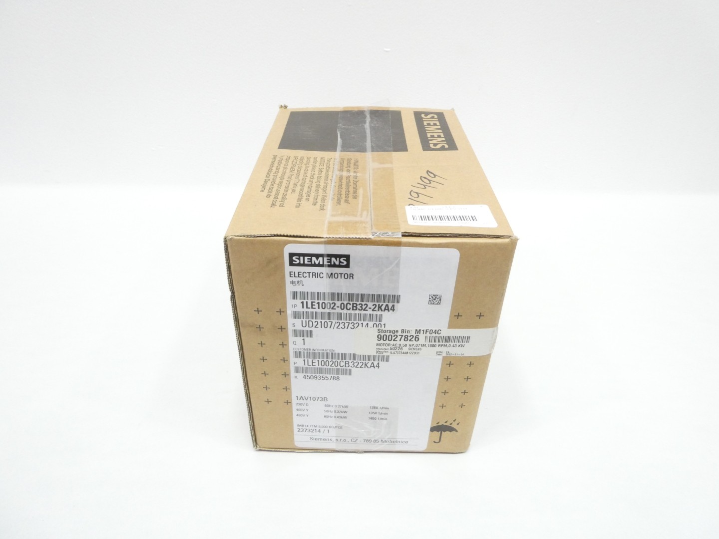 Siemens 1LE1002-0CB32-2KA4 Ac Motor 0.43kw 1650rpm 460v-ac