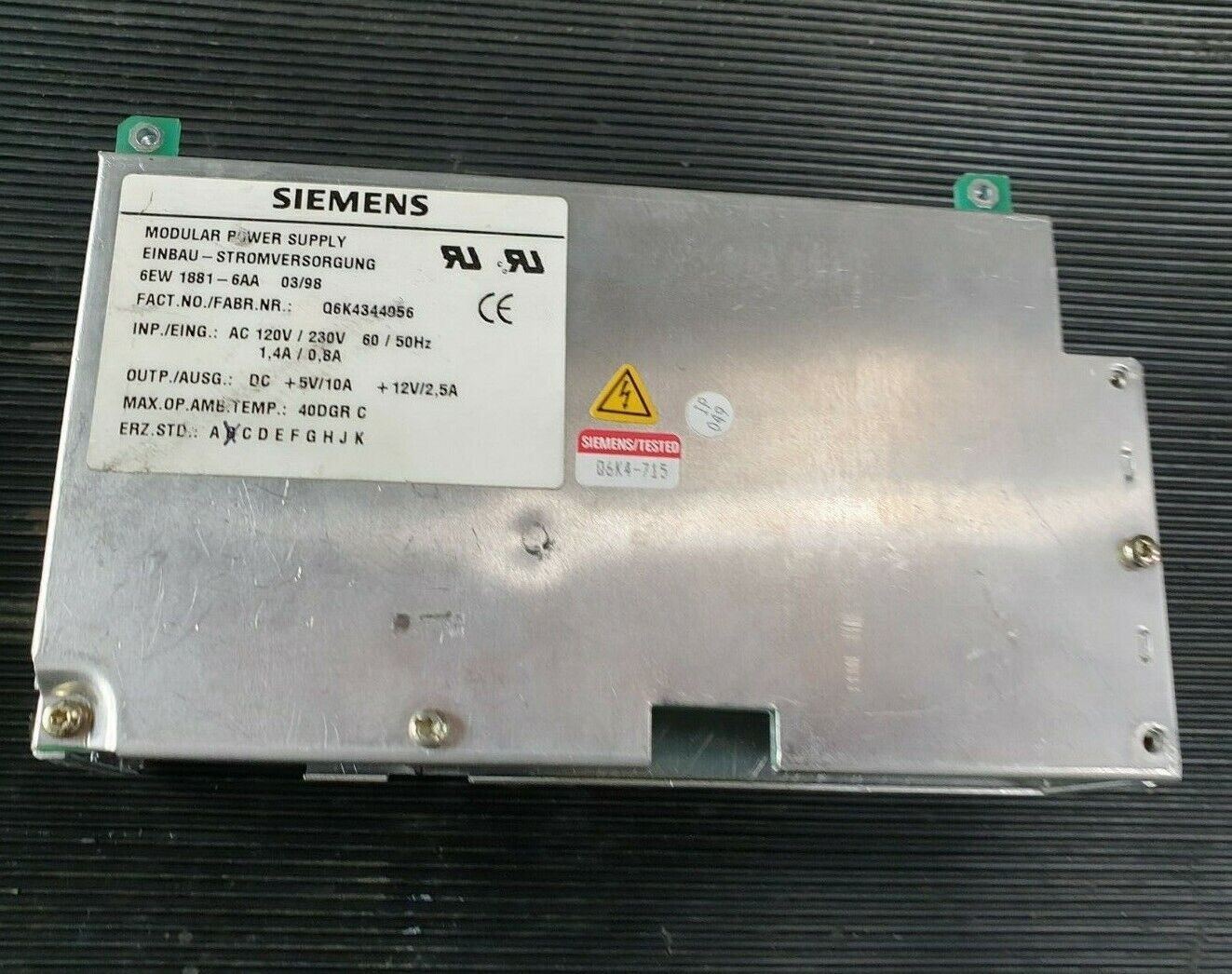 SIEMENS 6EW1881-6AA MODULAR POWER SUPPLY (R5S3.3)