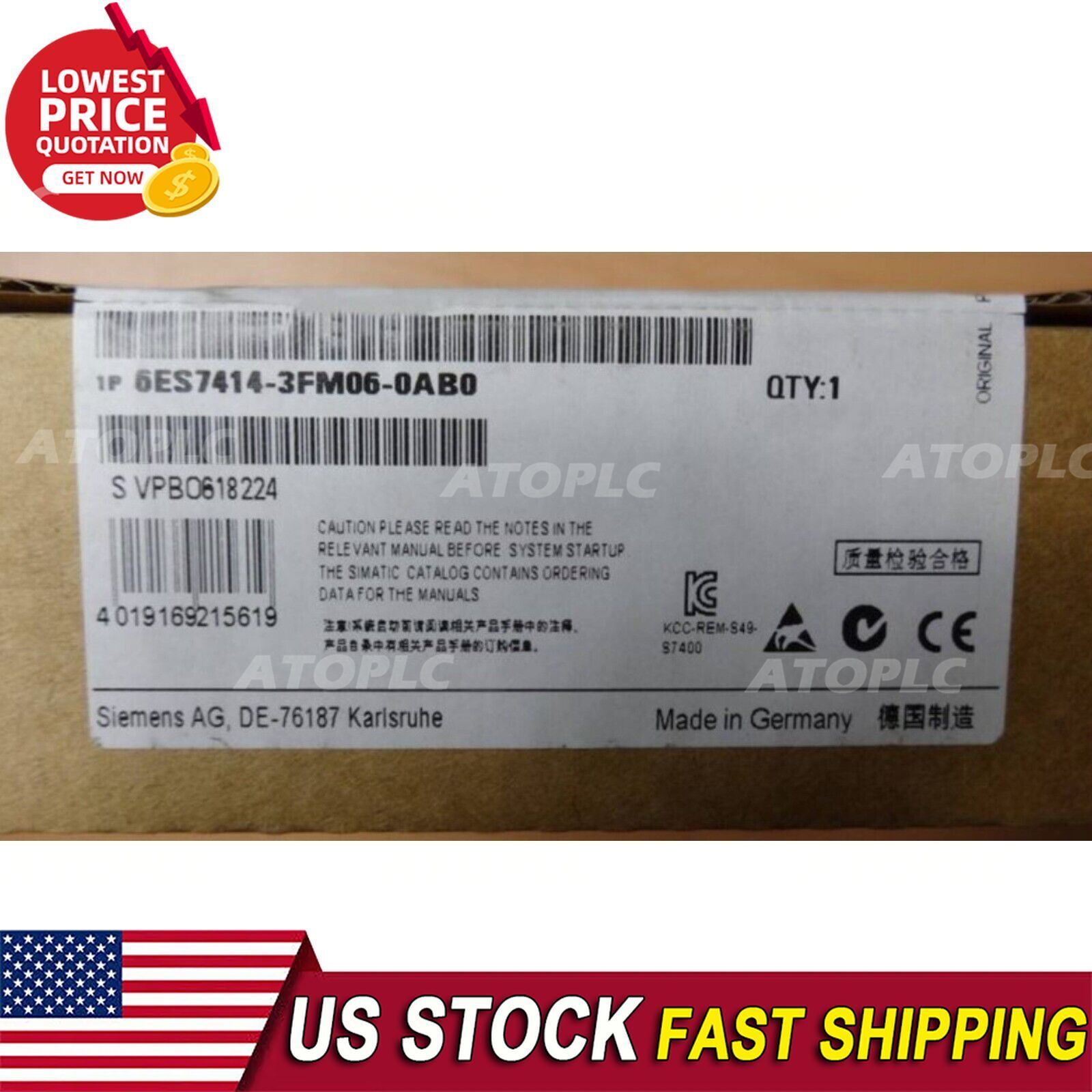 New Siemens 6ES7414-3FM06-0AB0 SIMATIC S7-400 CPU414F-3 6ES7 414-3FM06-0AB0