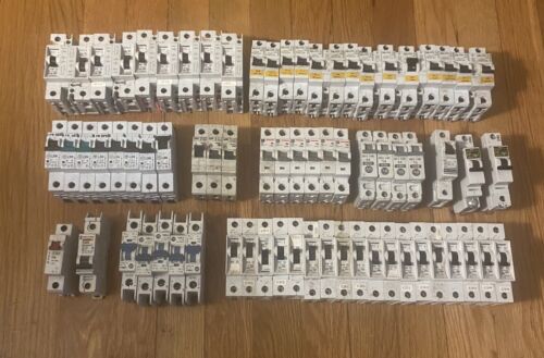 Lot Of (70) 1 Pole Din Rail Mount Circuit Breakers Merlin Siemens CH Moeller ARG