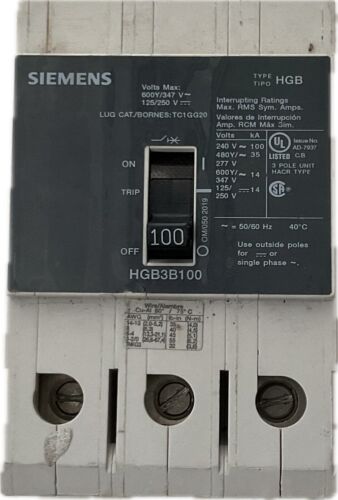 Siemens HGB3B100 Bolt-On Circuit Breaker 100A 240V 3P‼️SAME DAY SHIPPING‼️