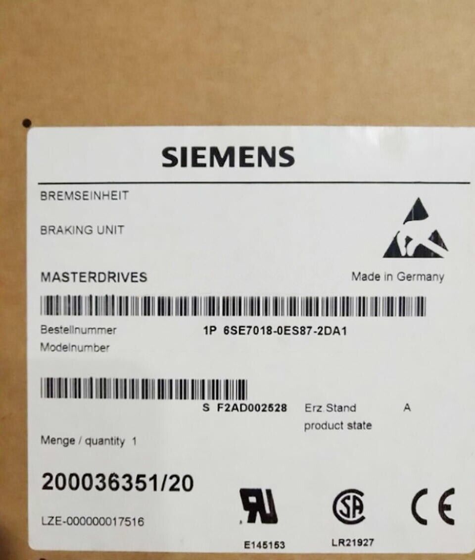 6SE7018-0ES87-2DA1 NEW SIEMENS SIMOVERT MD Braking Unit DC 6SE7018-0ES87-2DA1