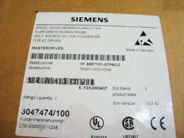6SE7021-0TP60-Z New Sealed Siemens Frequency Converter 6SE7021-0TP60-Z