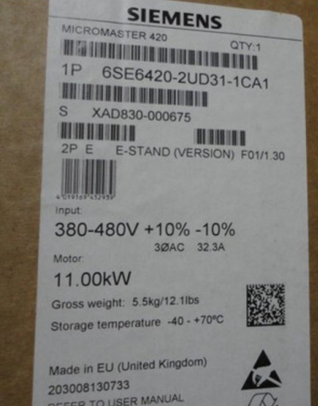 NEW SIEMENS 6SE6 420-2UD31-1CA1 Inverter Drive