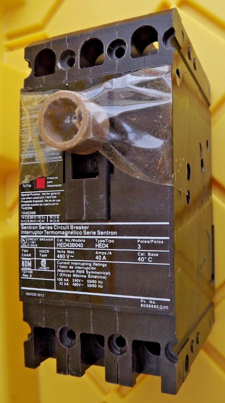 NEW Siemens HED43B040 3Pole 40Amp 480 Volt 42kA@480V Circuit Breaker
