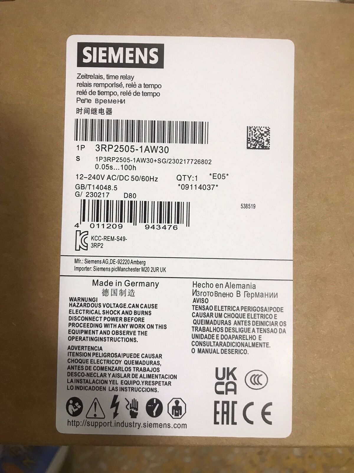 1Pcs NEW SIEMENS  3RP2505-1AW30