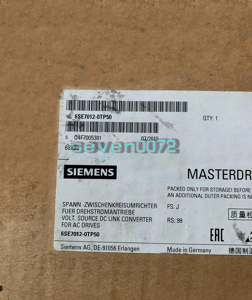 1PCS NEW SIEMENS MAIN DRIVE MOTION CONTROL REVERSE INVERTER 6SE7012-0TP50