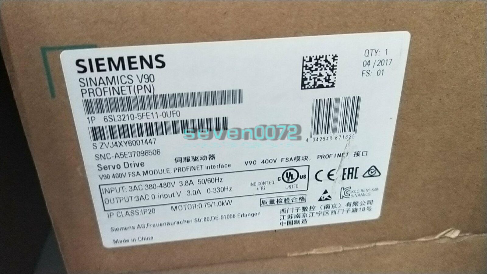 1PCS NEW SIEMENS SERVO DRIVE 6SL3210-5FE11-0UF0 6SL3 210-5FE11-0UF0