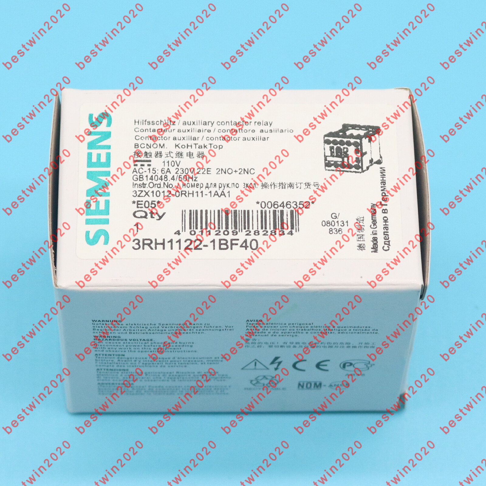 1PC Siemens 3RH1122-1BF40 3RH1122-1BF40 DC110V Contactor New In Box
