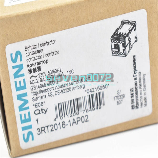 1PCS NEW Siemens Contactor 3RT2016-1AP02