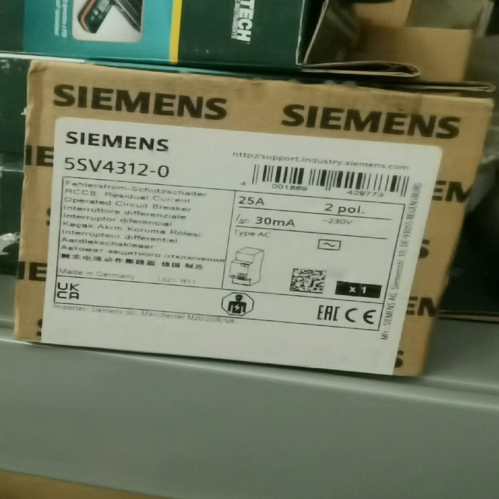 1PC NEW FOR Siemens Protection Circuit Breaker 5SV4312-0 25A 2P#XR