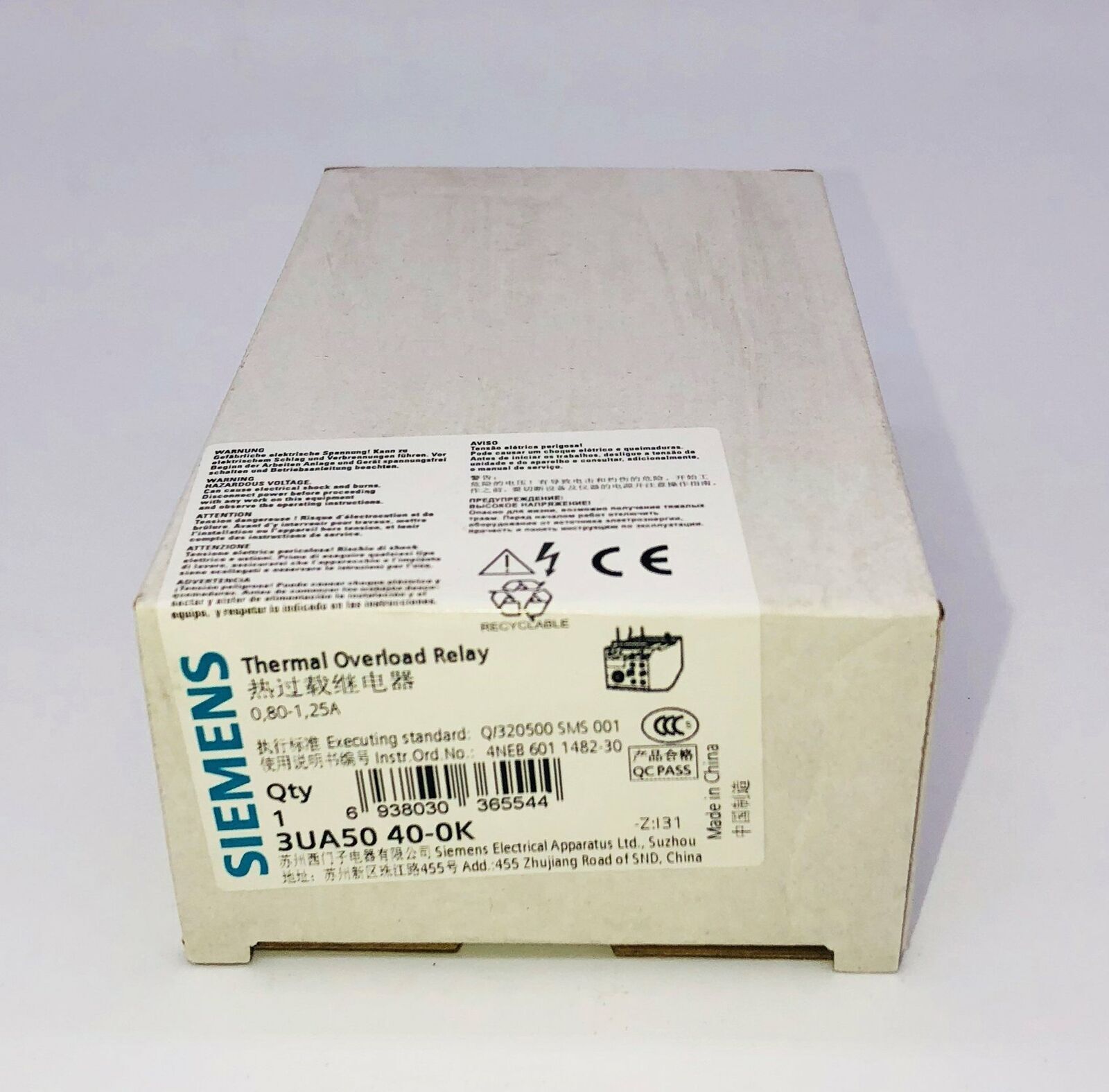 New SIEMENS overload relay 3UA5040-0K 3UA5 040-0K 0.8-1.25A Free shipping
