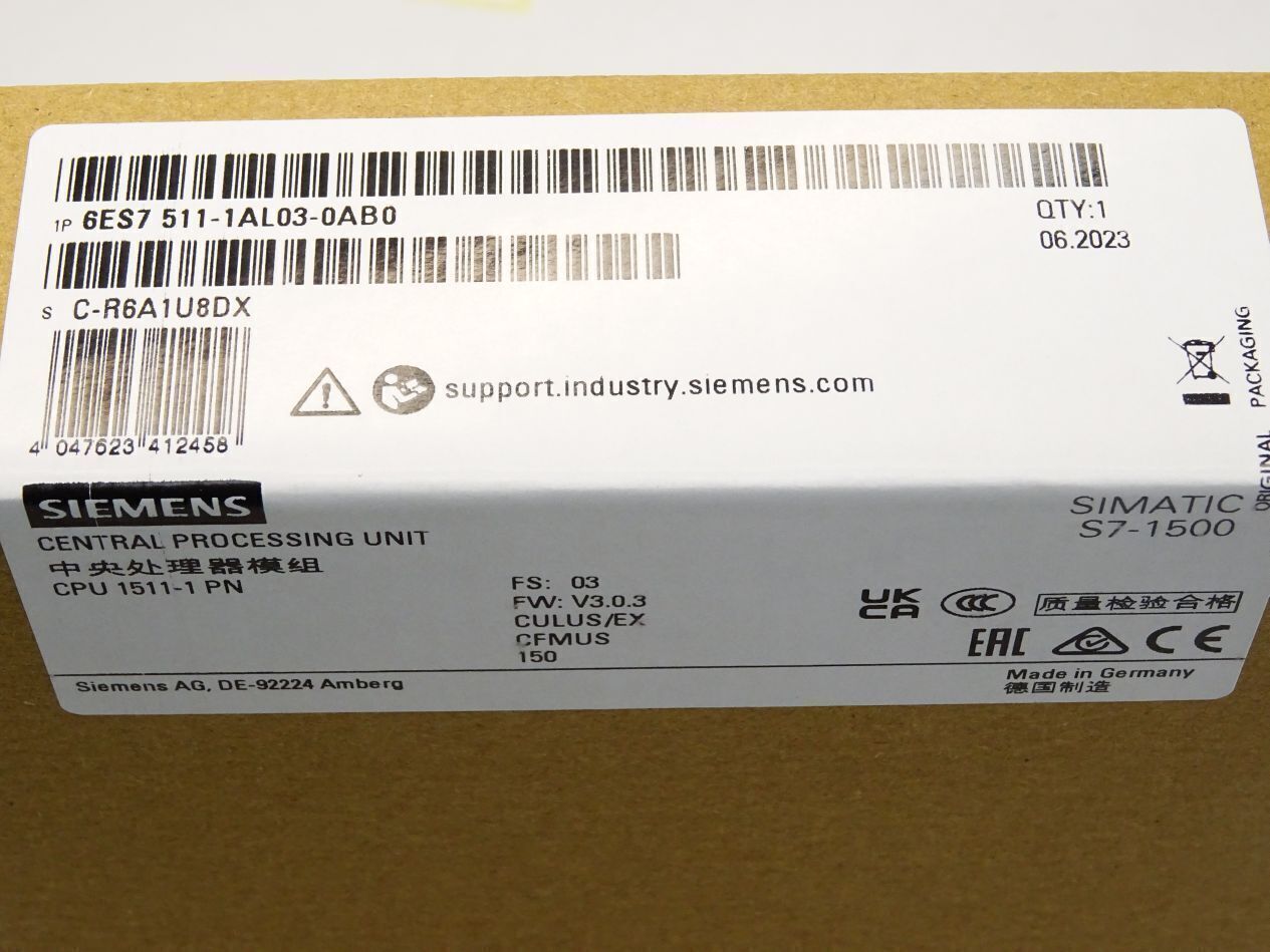 New SIEMENS 6ES7 511-1AL03-0AB0 6ES7511-1AL03-0AB0 S7-1500 CPU 1511-1 PN