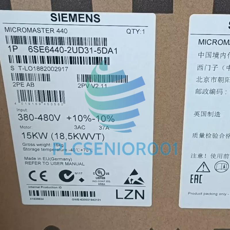 New Siemens 6SE6440-2UD31-5DA1 6SE6 440-2UD31-5DA1 MICROMASTER 440 AC Drive 3-Ph