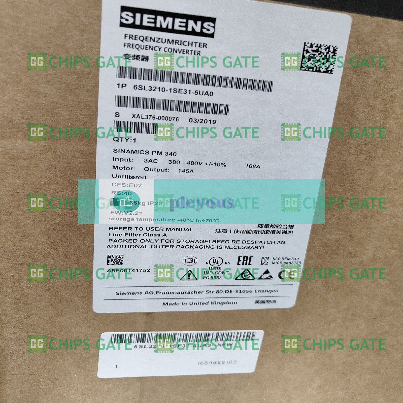 NEW Siemens 6SL3 210-1SE31-5UA0 6SL3210-1SE31-5UA0