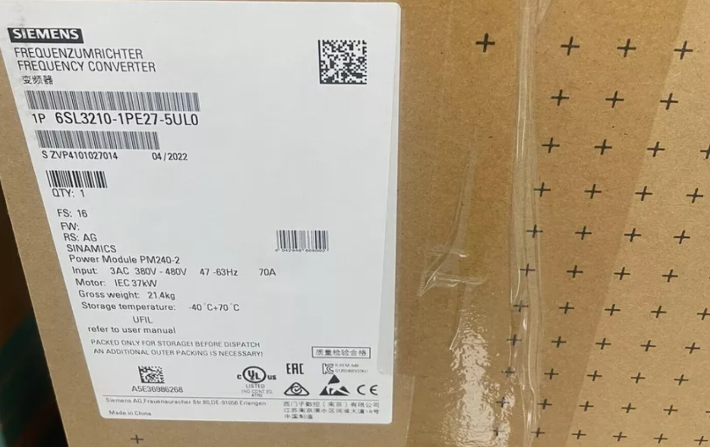 Brand New 6SL3210-1PE27-5UL0 SIEMENS SINAMICS G120 Power Module Free Shipping
