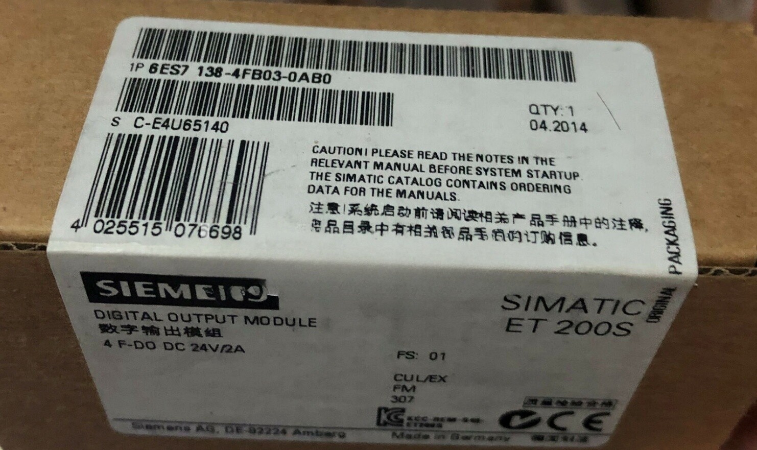 Brand New Siemens 6ES7 138-4FB03-0AB0 6ES7138-4FB03-0AB0 In Box Free Shipping
