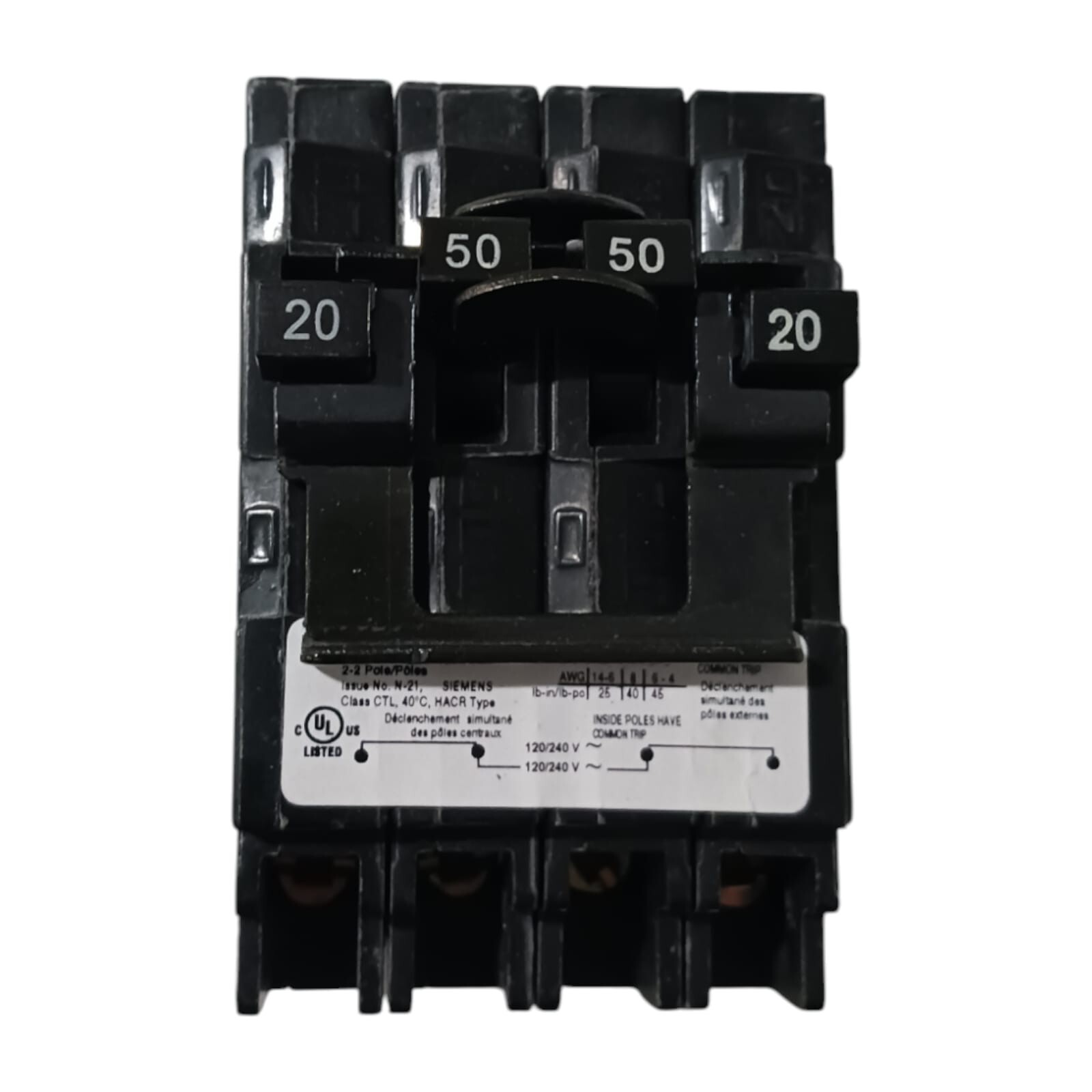SIEMENS Q22050CT2 N 20/50A 240V 4P New Quad