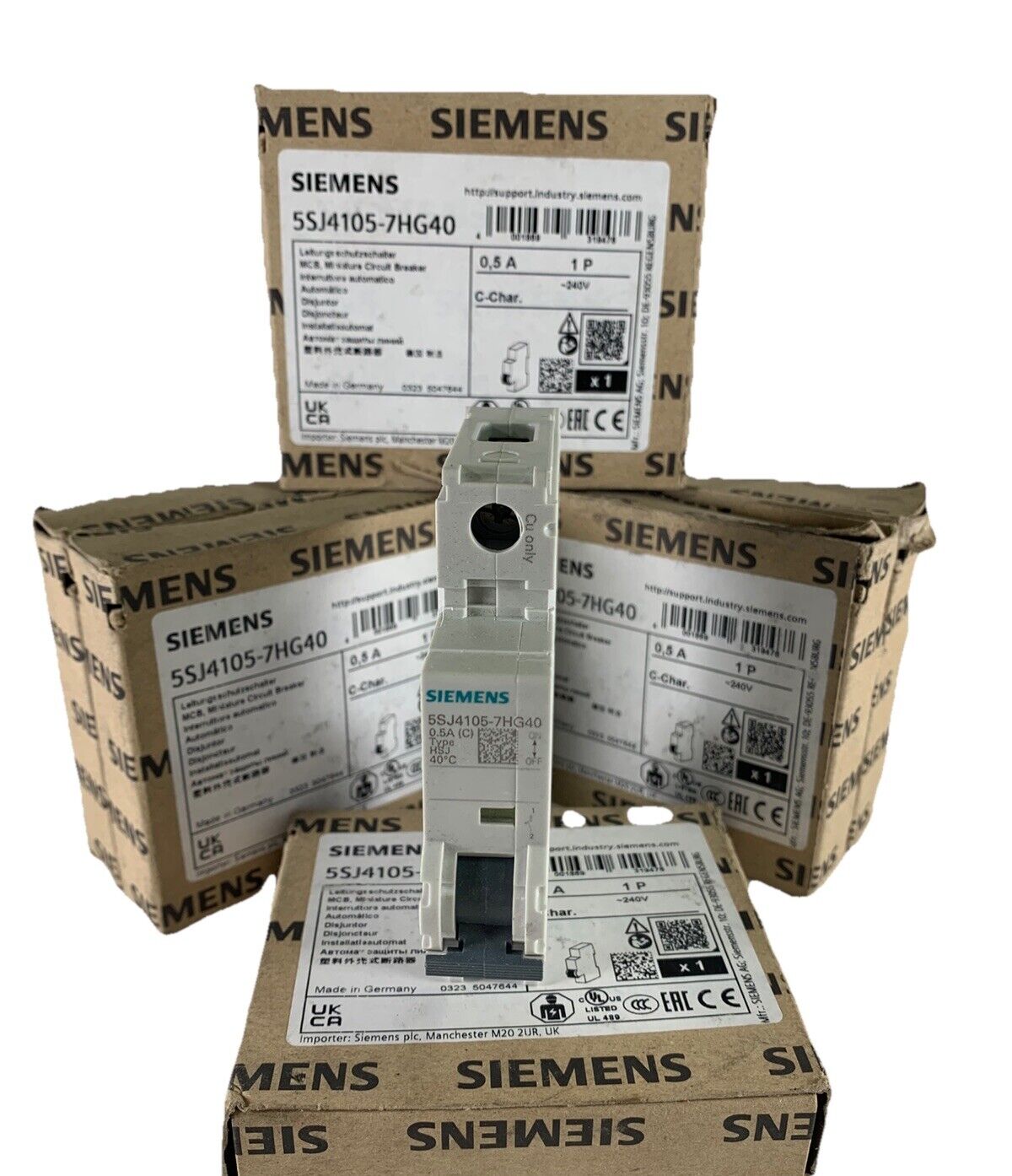 1 Siemens 5SJ4-105-7HG40 Miniature Circuit Breaker, 0.5A 1P, 240V, 5SJ41057HG40