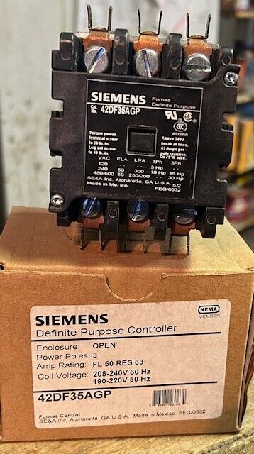 Siemens Furnas 42DF35AGP Contactor - Definite Purpose 3 Pole 208/240V Coil *NIB*