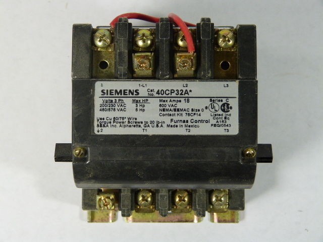 Siemens 40CP32AA Contactor 18A 3Ph 110-120/220-240V 60Hz 110/190-220V 50Hz USED
