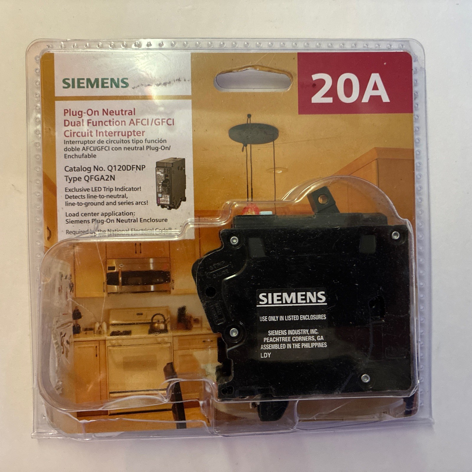 Siemens Dual Function Circuit Breaker Plug-On 120V 20A Black Q120DFNP