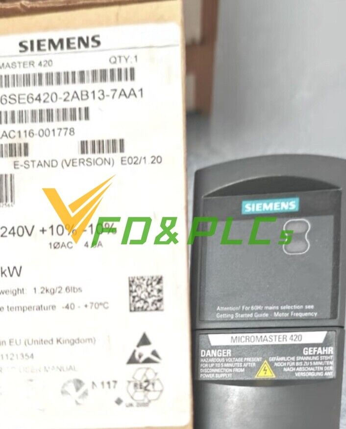 New Siemens MICROMASTER420 without filter 6SE6420-2AB13-7AA1 6SE6 420-2AB13-7AA1