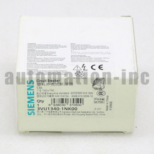 Brand New Siemens 3VU1340-1NK00 Circuit Breaker 5-8A Free Shipping #AC